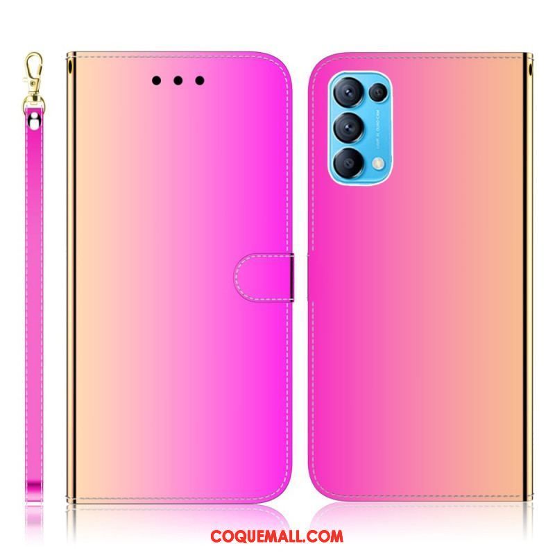 Housse Oppo Find X3 Lite Simili Cuir Couverture Miroir