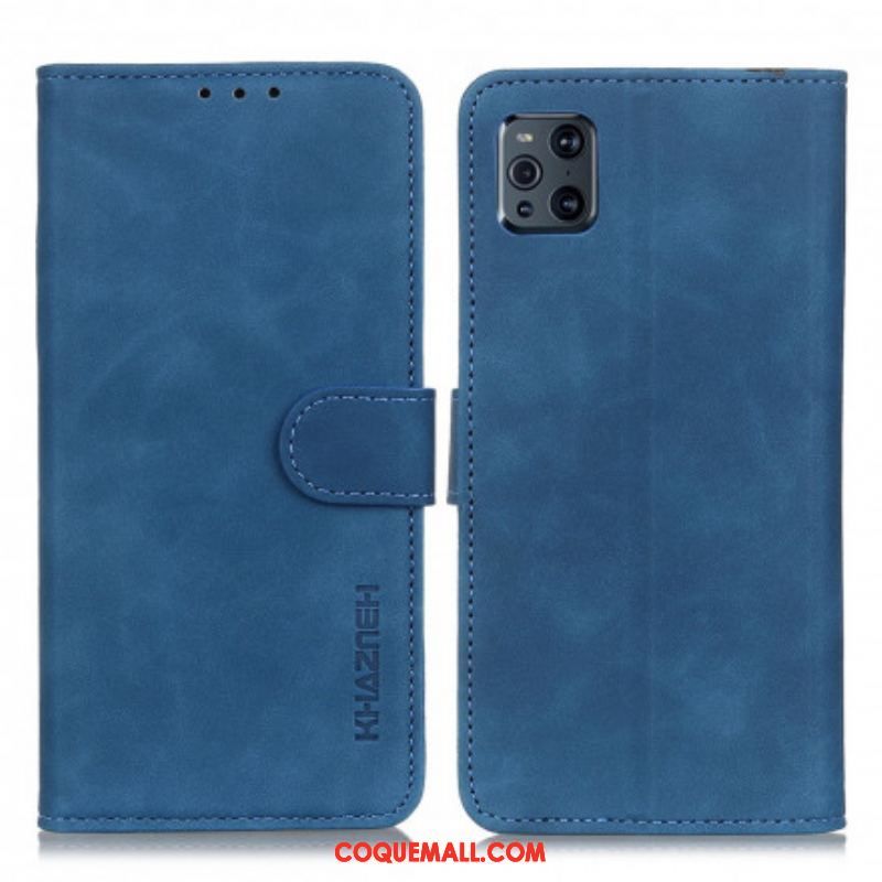 Housse Oppo Find X3 / X3 Pro Mate Effet Cuir Vintage KHAZNEH