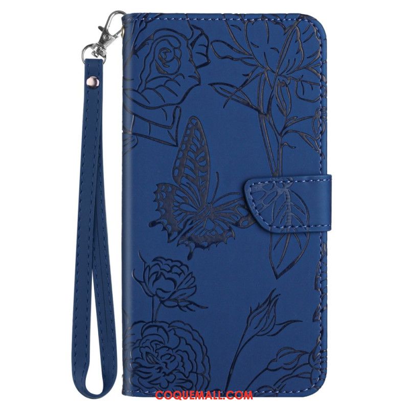 Housse Oppo Reno 11F 5G Motif Papillons à Lanière