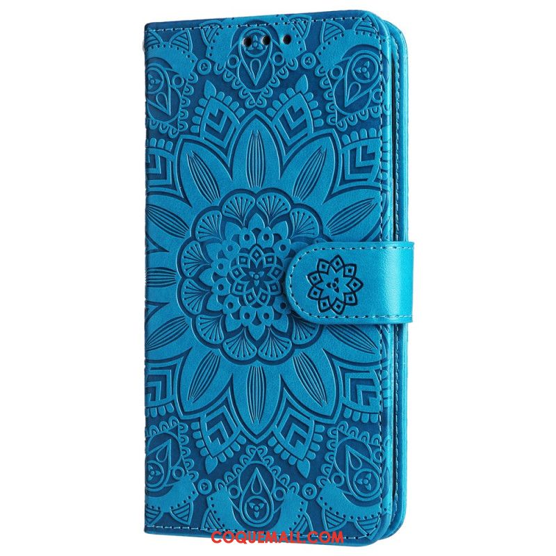 Housse Oppo Reno 12 5G Motif Tournesol et Lanière