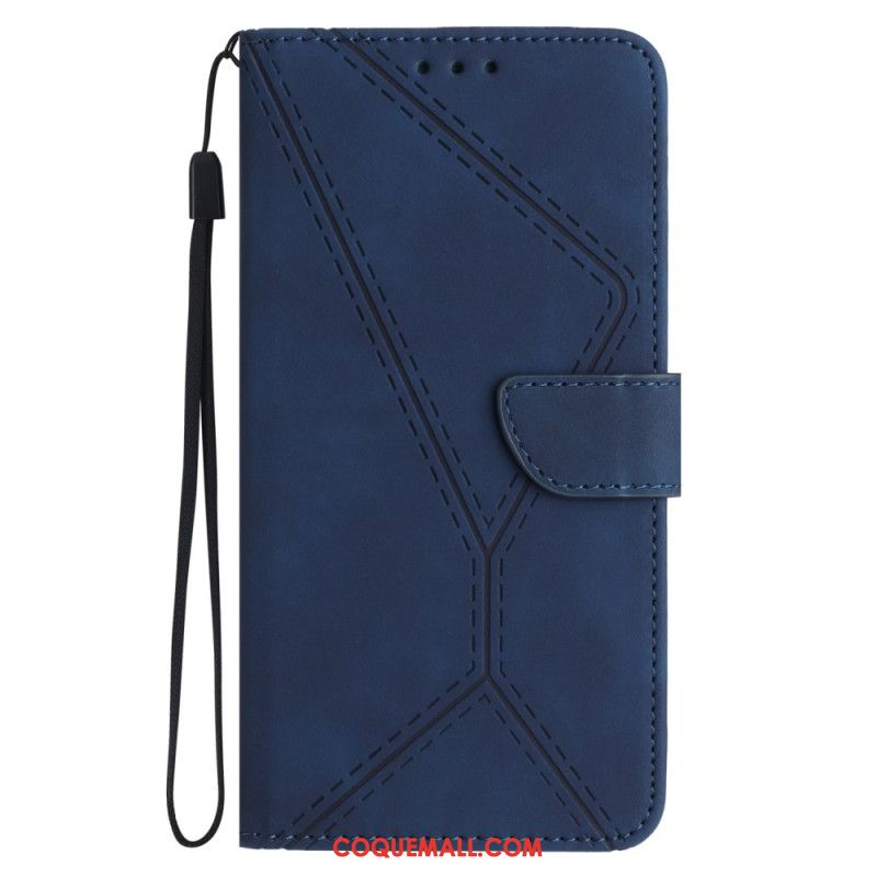 Housse Oppo Reno 12F 5G Lignes et Tirés à Lanière