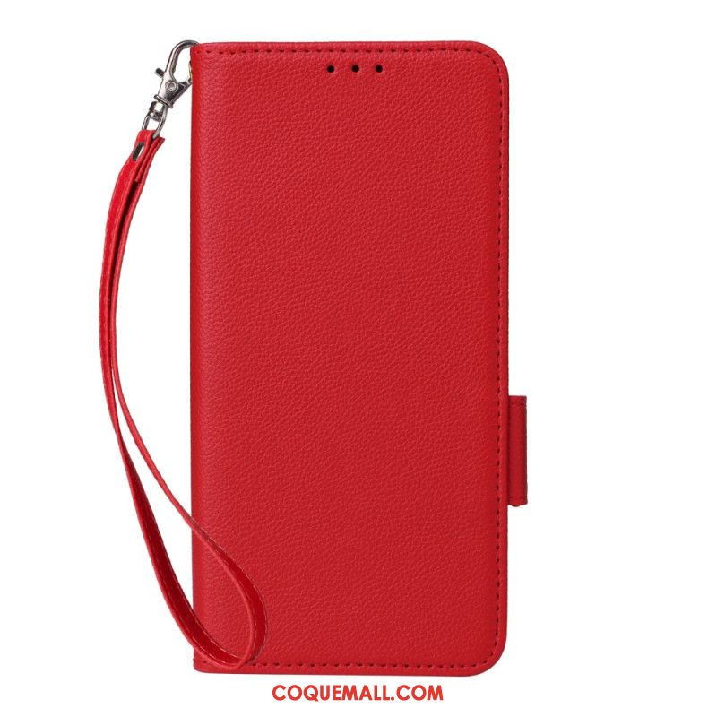 Housse Oppo Reno 12F 5G Texture Litchi à Lanière