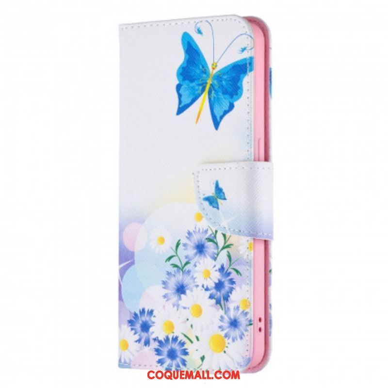 Housse Oppo Reno 6 5G Papillons et Fleurs Peints