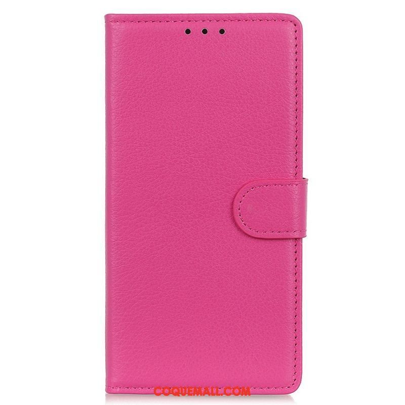 Housse Oppo Reno 7 Style Cuir Litchi Traditionnel