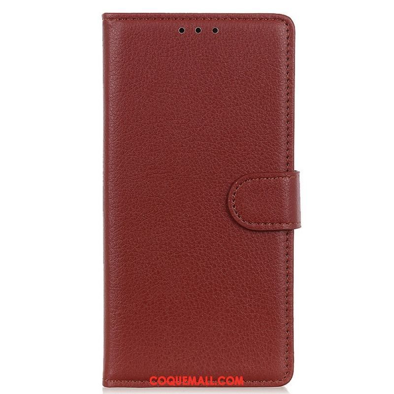 Housse Oppo Reno 7 Style Cuir Litchi Traditionnel