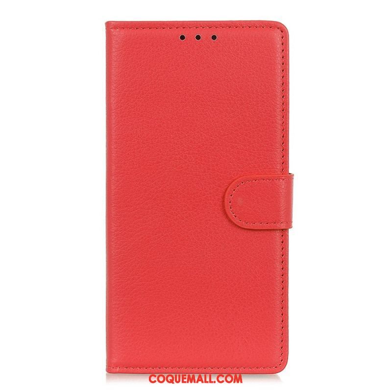 Housse Oppo Reno 8 Lite Style Cuir Litchi Traditionnel