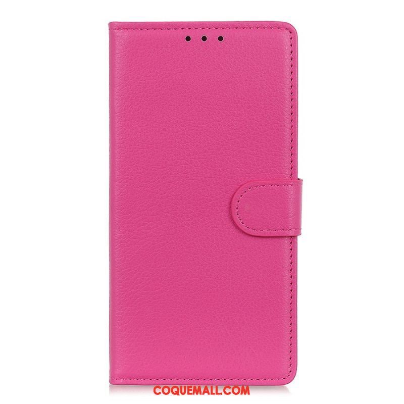 Housse Oppo Reno 8 Lite Style Cuir Litchi Traditionnel