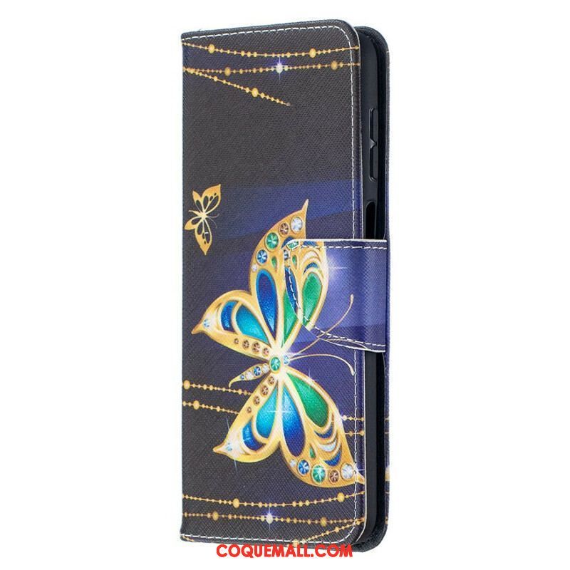 Housse Samsung Galaxy A12 / M12 Papillons Dorés