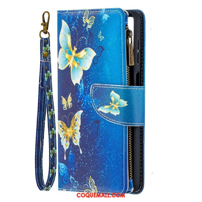 Housse Samsung Galaxy A12 / M12 Poche Zippée Papillons