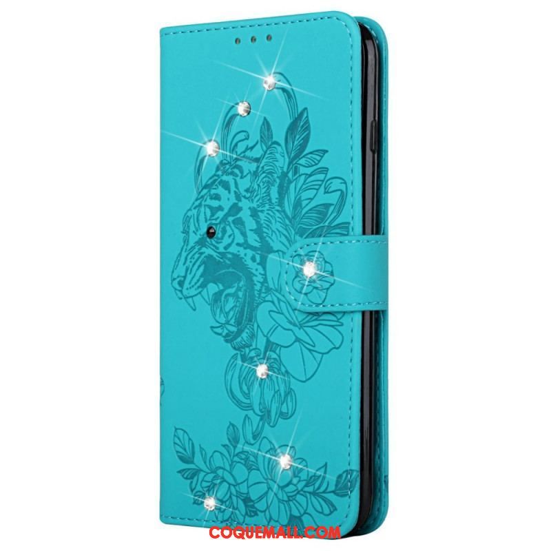 Housse Samsung Galaxy A13 5G / A04s Tigre Baroque et Diamants