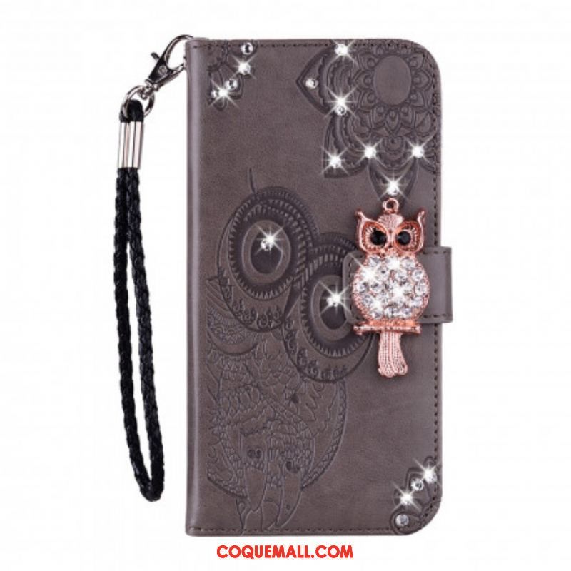 Housse Samsung Galaxy A52 4G / A52 5G / A52s 5G Hibou Mandala et Breloque