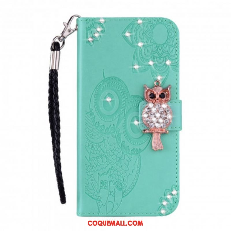 Housse Samsung Galaxy A52 4G / A52 5G / A52s 5G Hibou Mandala et Breloque