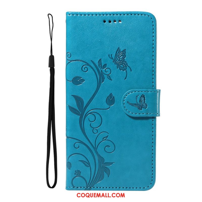 Housse Samsung Galaxy A55 5G Motif Floral avec Lanière