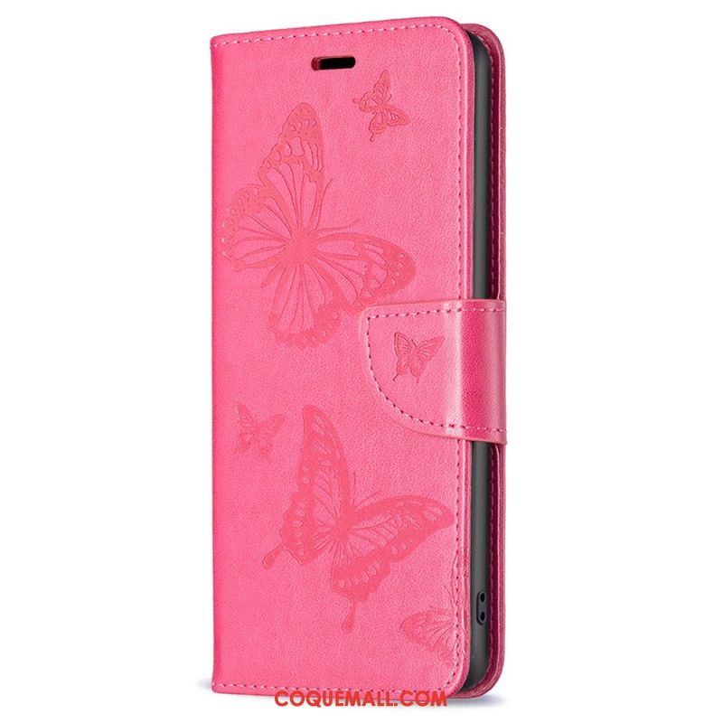Housse Samsung Galaxy A55 5G Motif Papillons avec Lanière