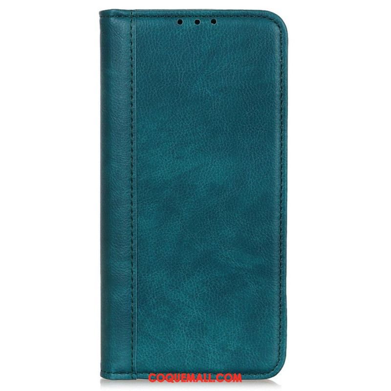 Housse Samsung Galaxy M13 Cuir Fendu Litchi