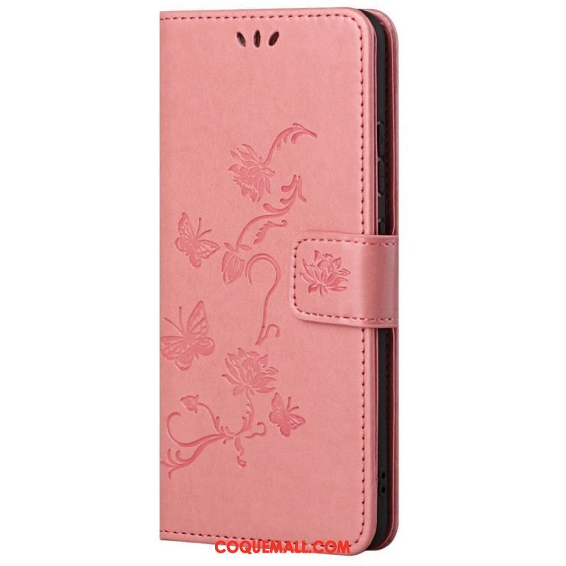 Housse Samsung Galaxy M23 5G Fleurs à Lanière