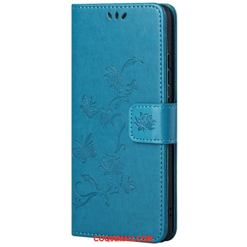 Housse Samsung Galaxy M23 5G Fleurs à Lanière