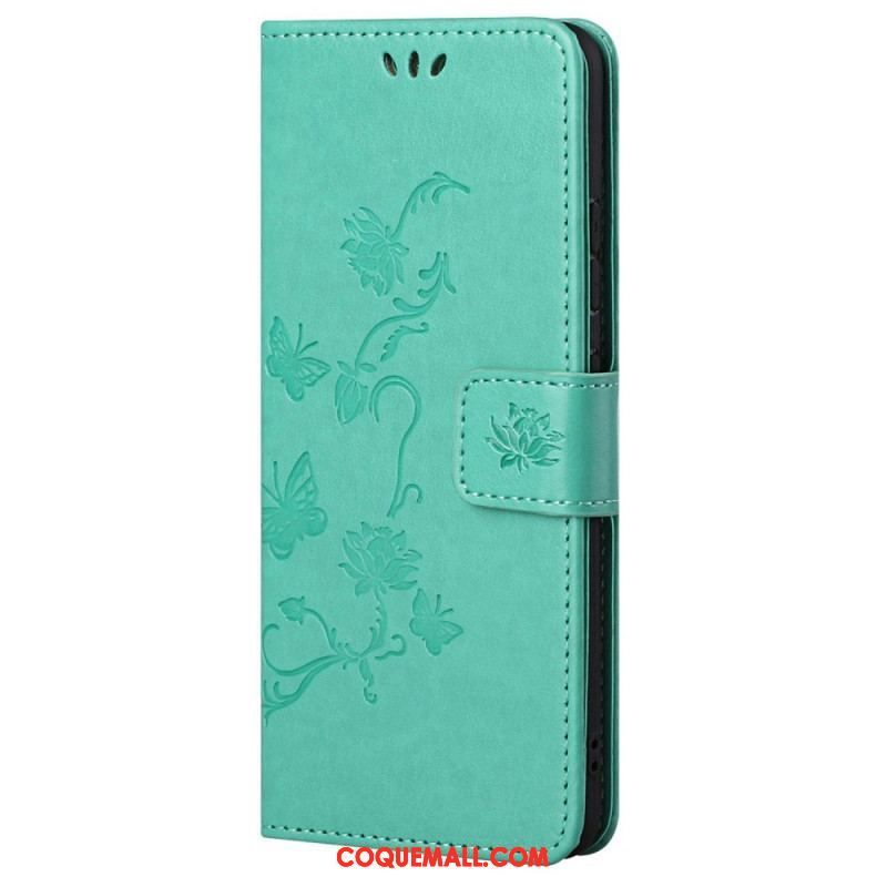Housse Samsung Galaxy M23 5G Fleurs à Lanière