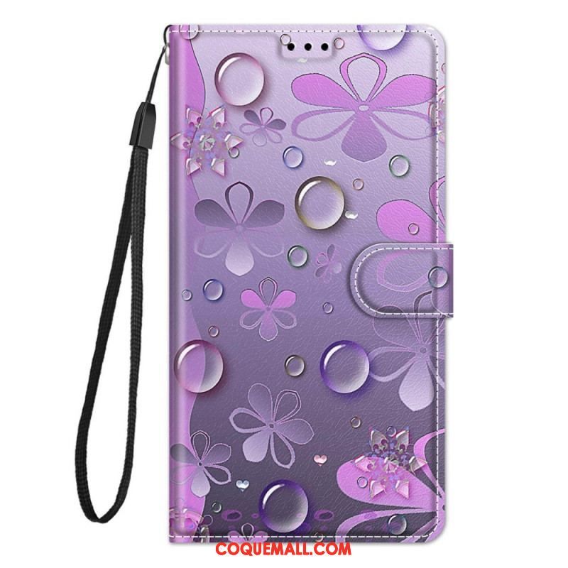 Housse Samsung Galaxy M23 5G Gouttes d'Eau avec Lanière