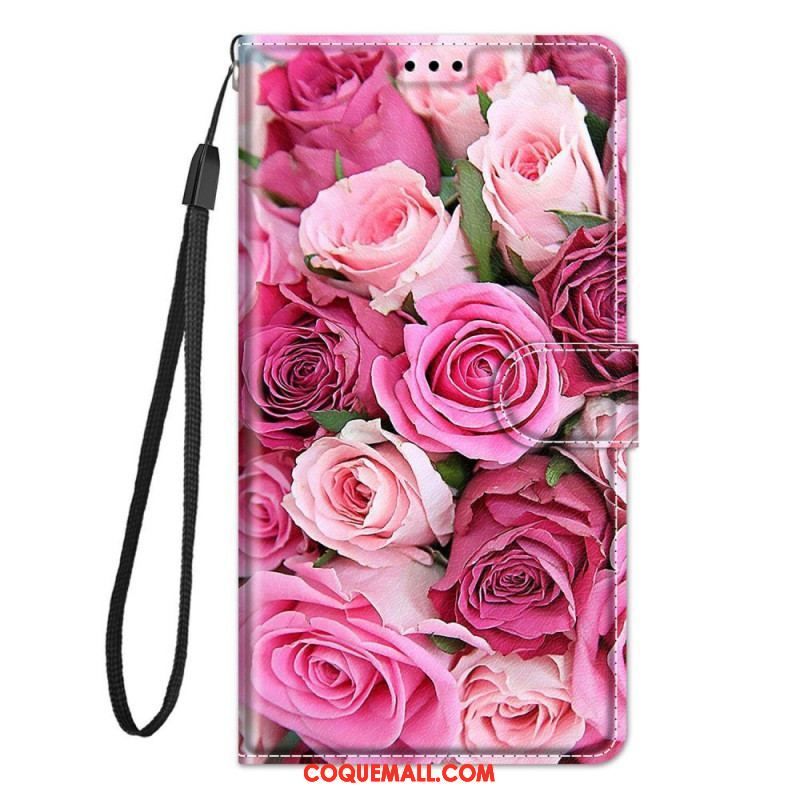 Housse Samsung Galaxy M23 5G Roses avec Lanière