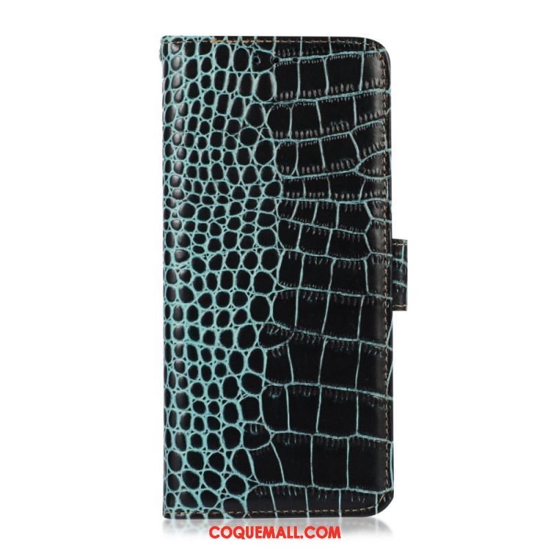 Housse Samsung Galaxy M23 5G Véritable cuir Style Crocodile