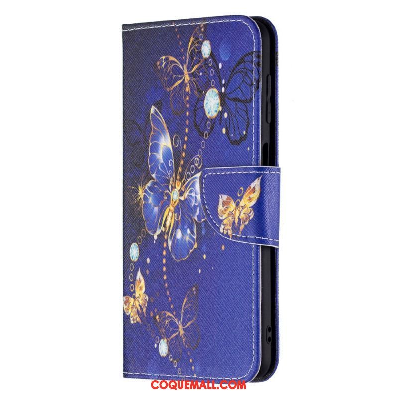 Housse Samsung Galaxy M32 Papillons Dorés