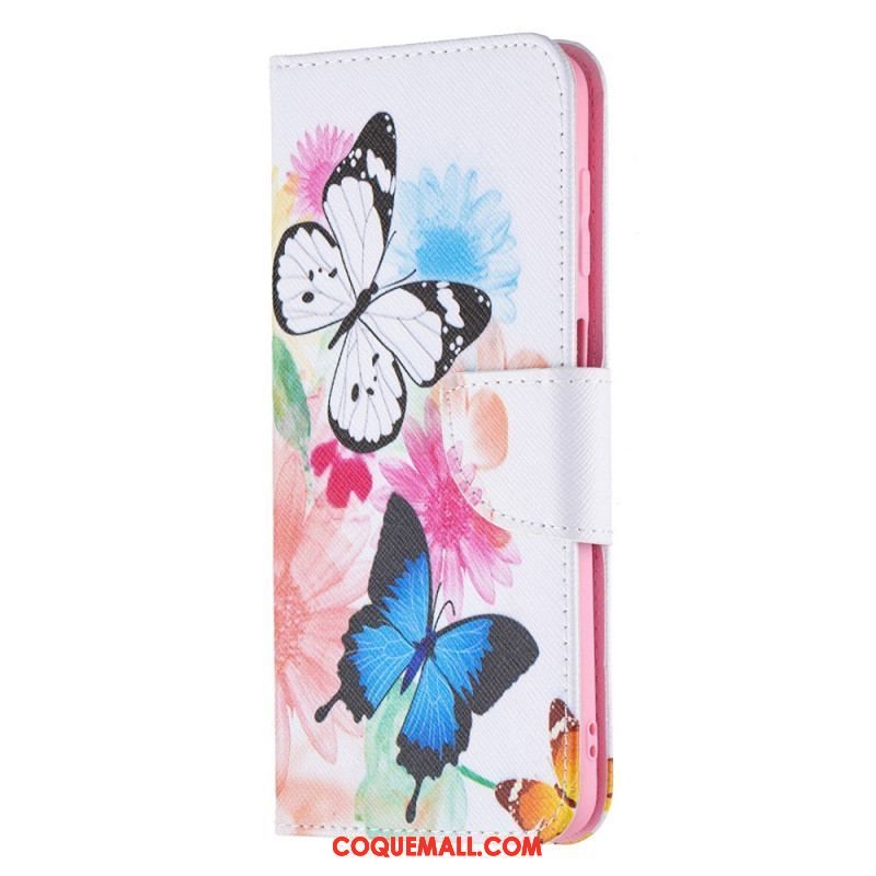 Housse Samsung Galaxy M32 Papillons et Fleurs Peints