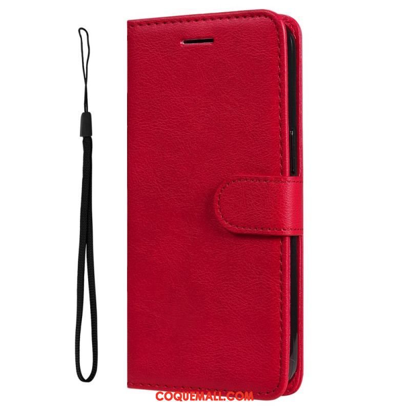 Housse Samsung Galaxy M52 5G Cuir Mat à Lanière