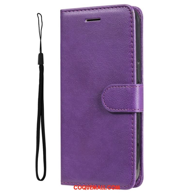 Housse Samsung Galaxy M52 5G Cuir Mat à Lanière