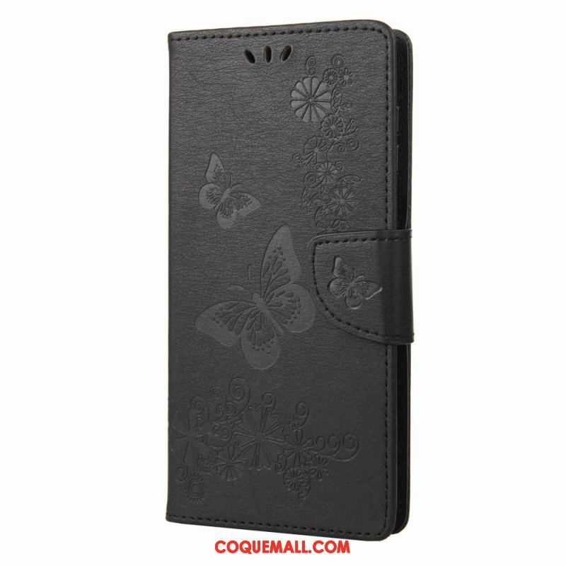 Housse Samsung Galaxy M53 5G Design Papillons à Lanière