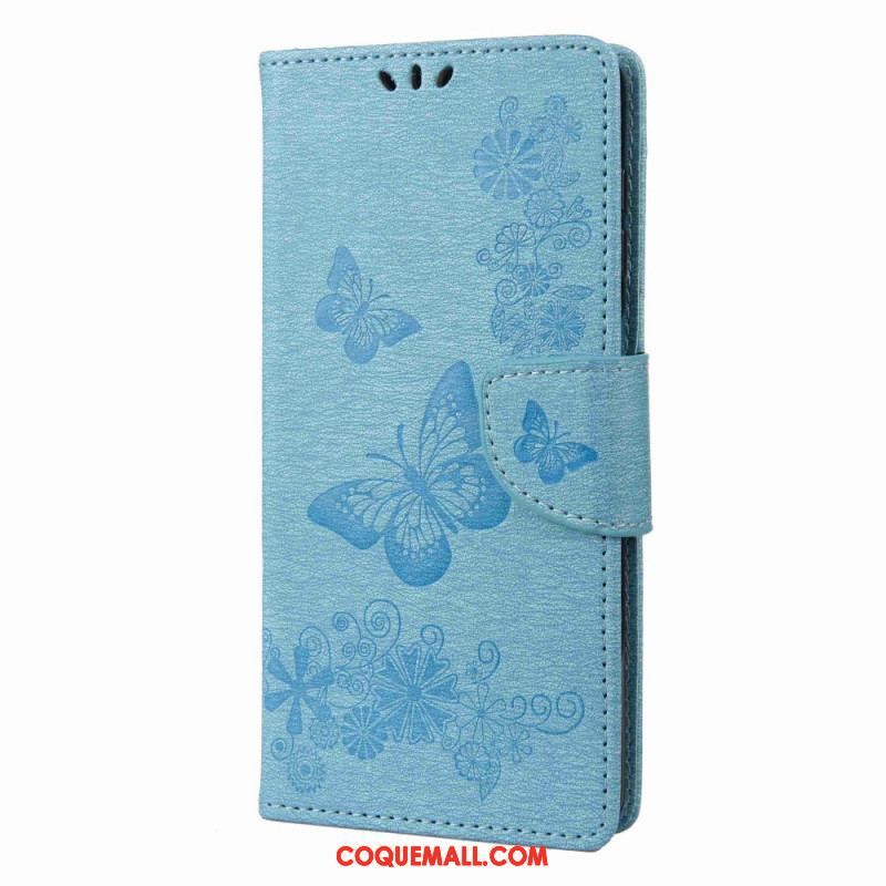 Housse Samsung Galaxy M53 5G Design Papillons à Lanière