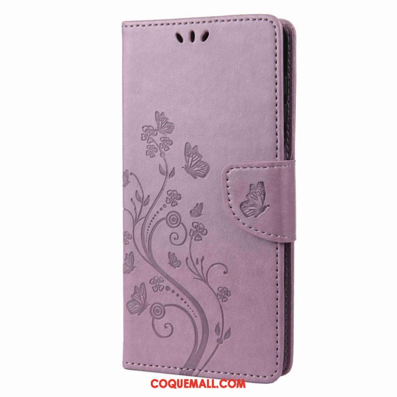 Housse Samsung Galaxy M53 5G Fleurs à Lanière