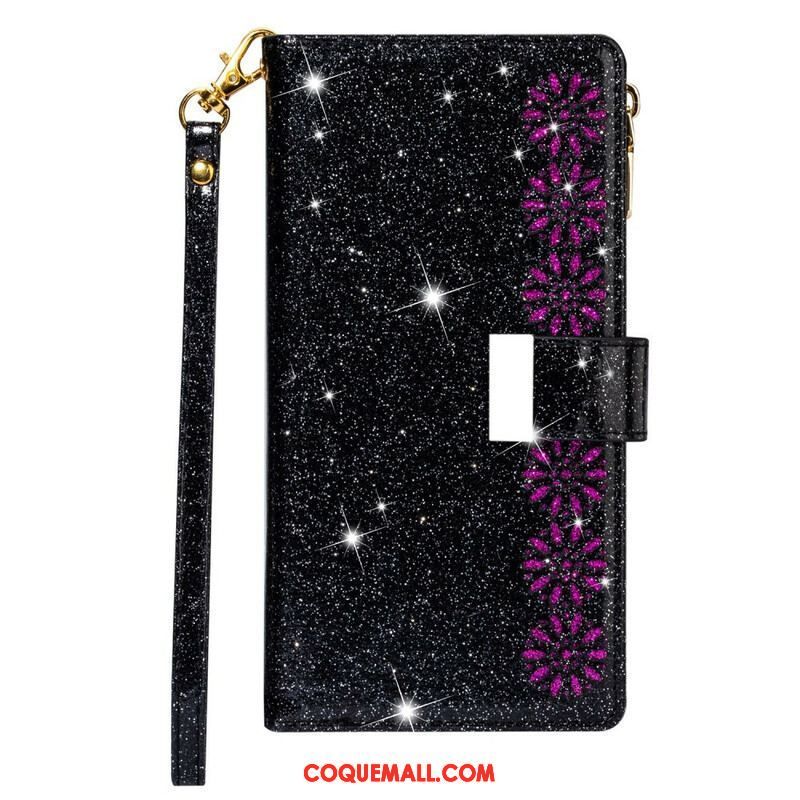 Housse Samsung Galaxy Note 20 Paillettes Portefeuille Zip