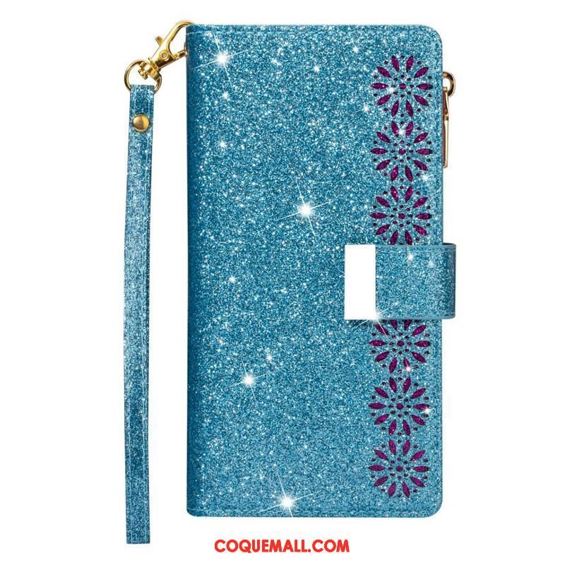 Housse Samsung Galaxy Note 20 Ultra Paillettes Portefeuille Zip