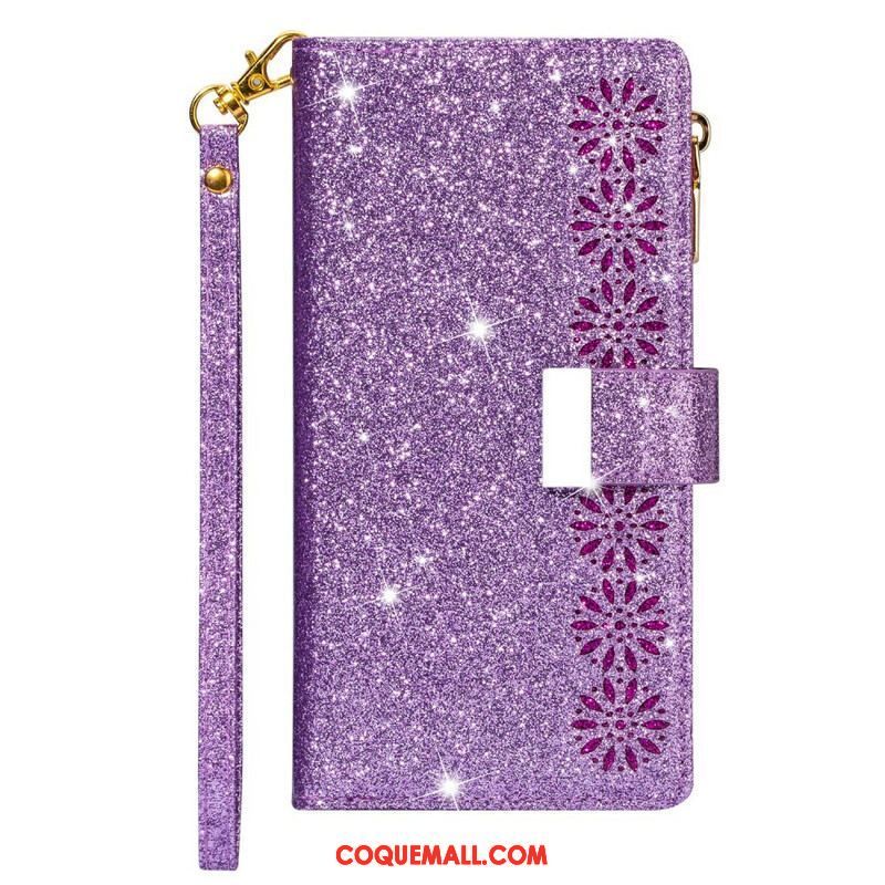 Housse Samsung Galaxy Note 20 Ultra Paillettes Portefeuille Zip