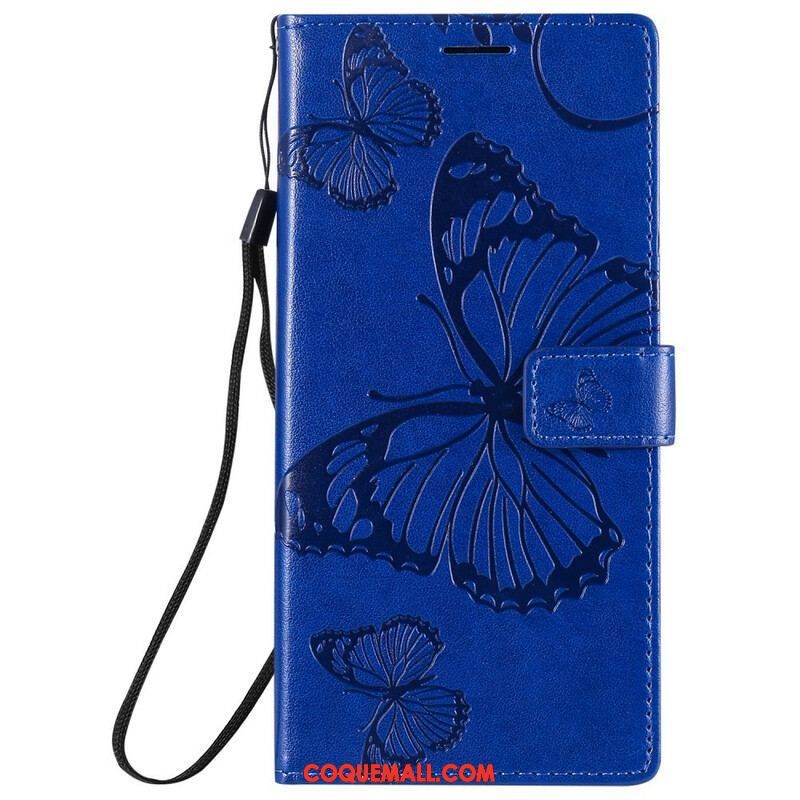Housse Samsung Galaxy Note 20 Ultra Papillons Géants à Lanière