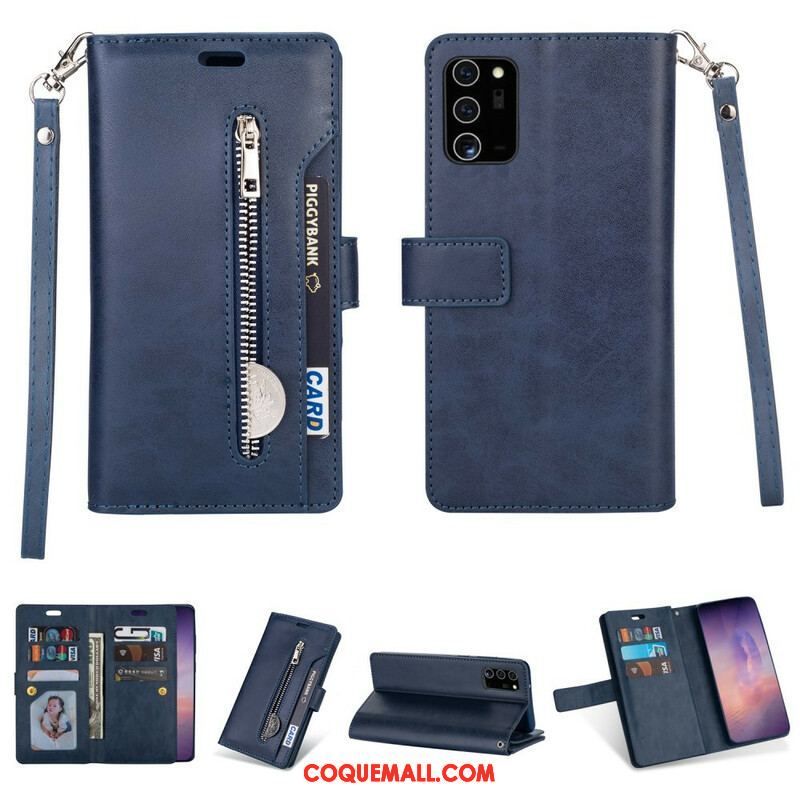 Housse Samsung Galaxy Note 20 Ultra Porte-Monnaie avec Lanière