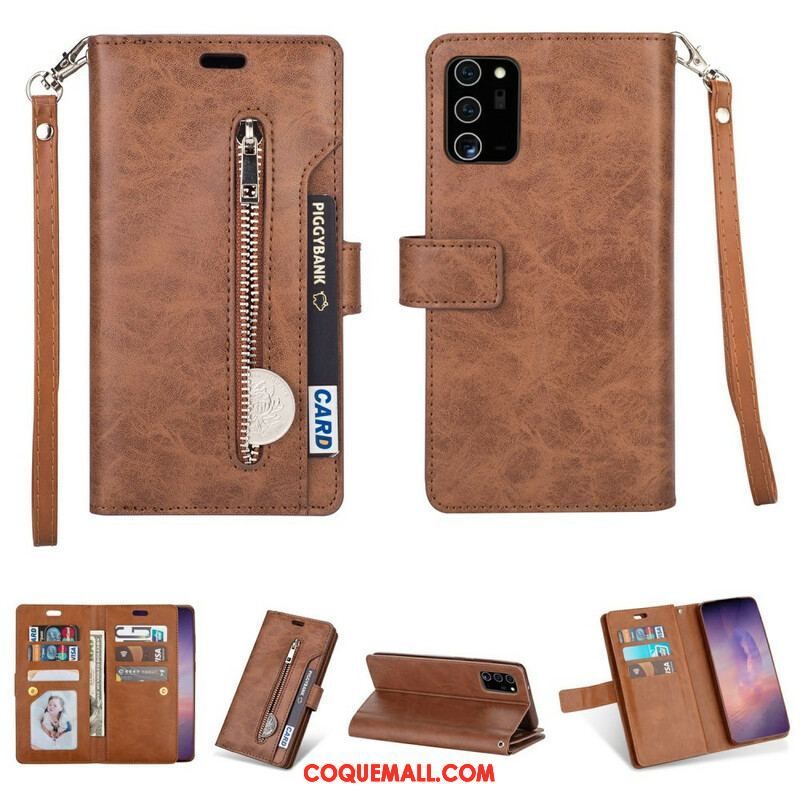 Housse Samsung Galaxy Note 20 Ultra Porte-Monnaie avec Lanière