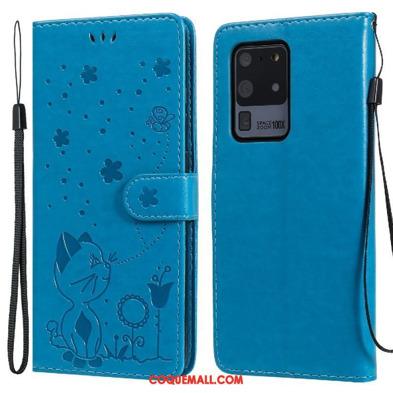 Housse Samsung Galaxy S20 Ultra Chat et Abeille à Lanière