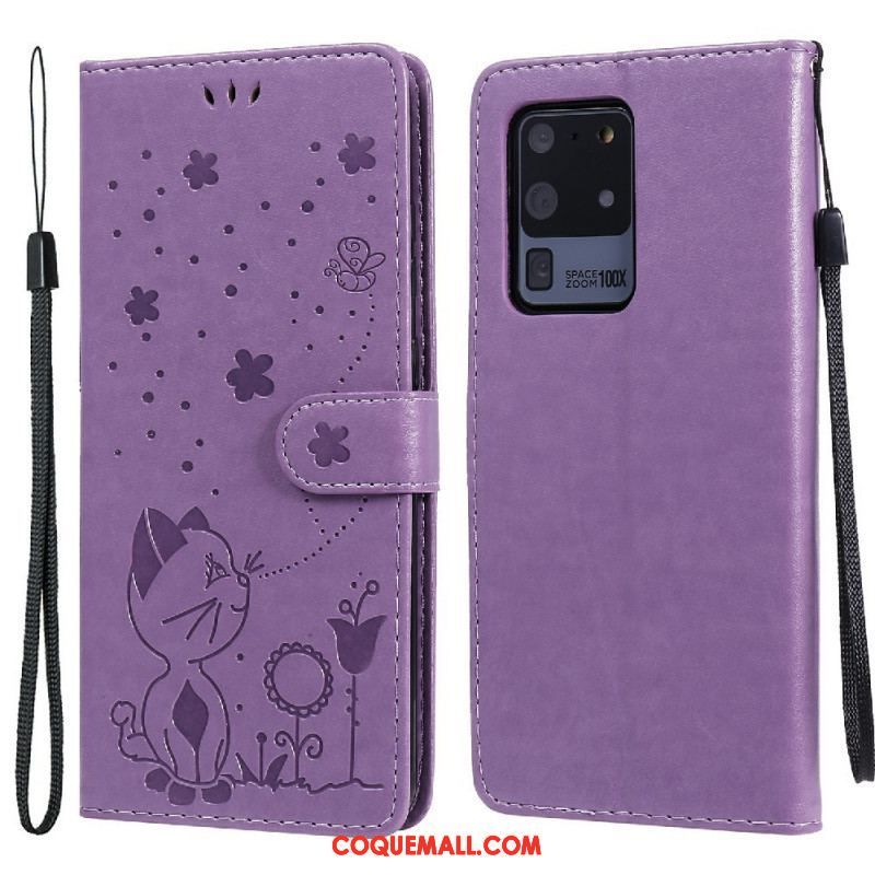 Housse Samsung Galaxy S20 Ultra Chat et Abeille à Lanière