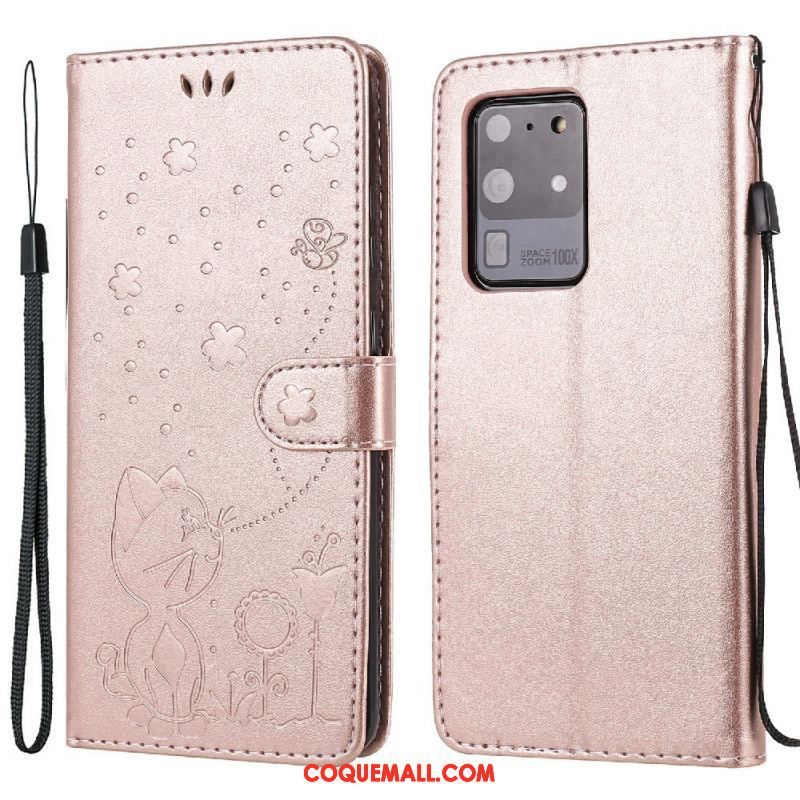 Housse Samsung Galaxy S20 Ultra Chat et Abeille à Lanière