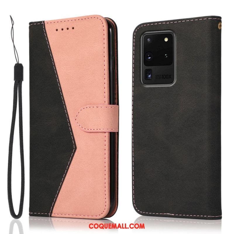 Housse Samsung Galaxy S20 Ultra Simili Cuir Bicolore Triangle