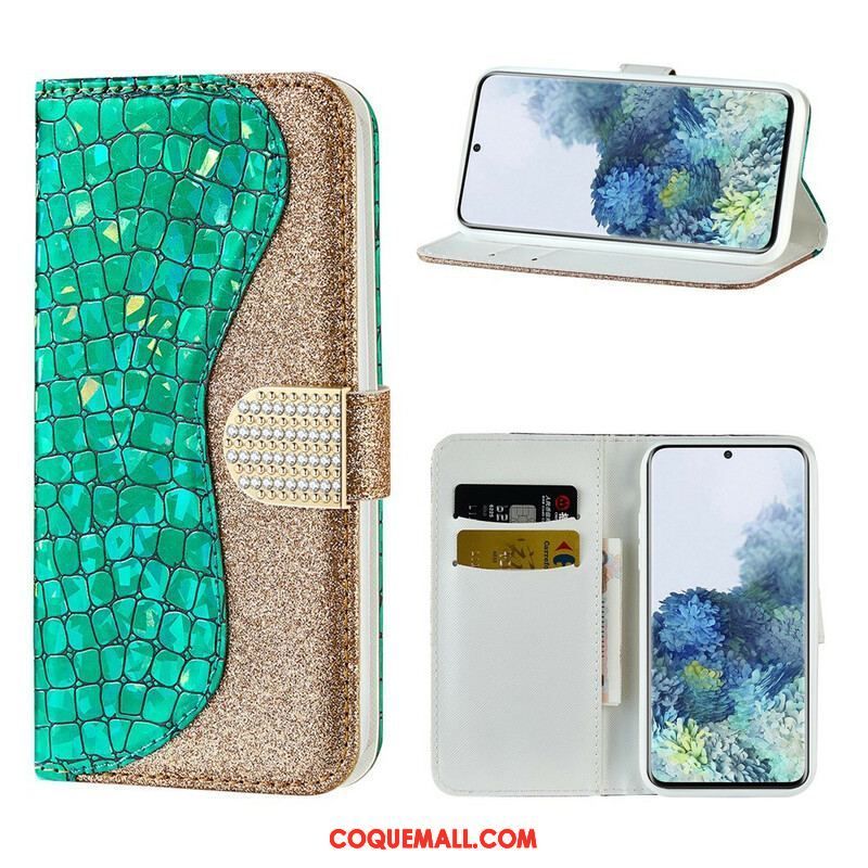 Housse Samsung Galaxy S21 5G Croco Diamants