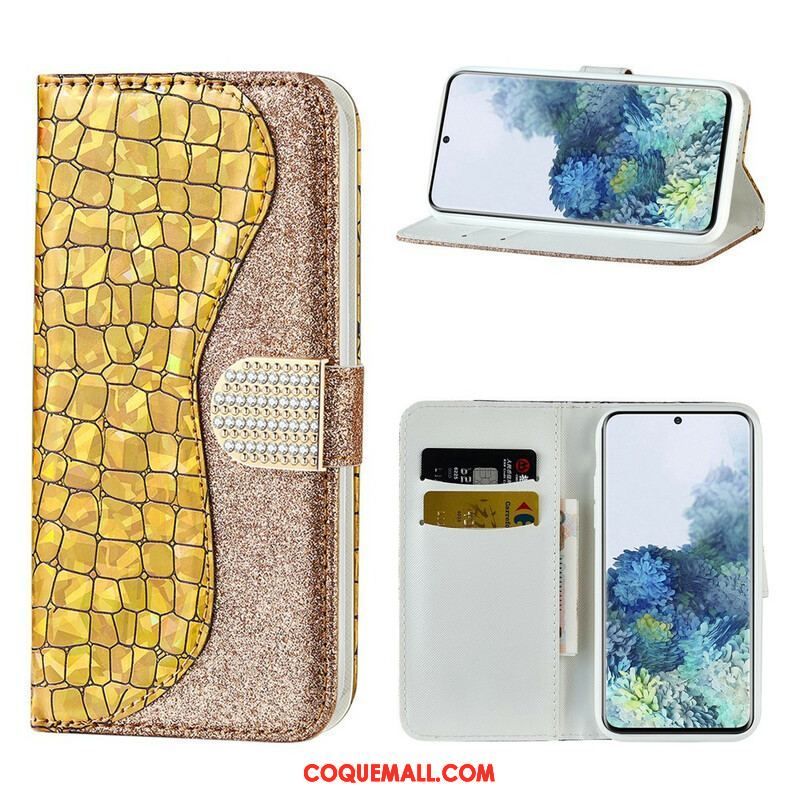 Housse Samsung Galaxy S21 5G Croco Diamants