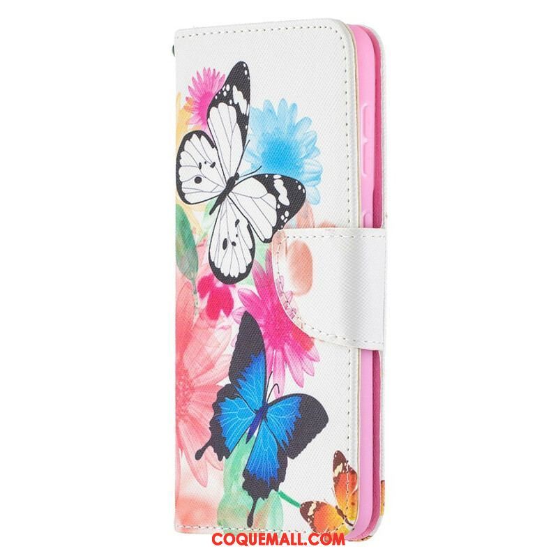 Housse Samsung Galaxy S21 5G Papillons et Fleurs Peints