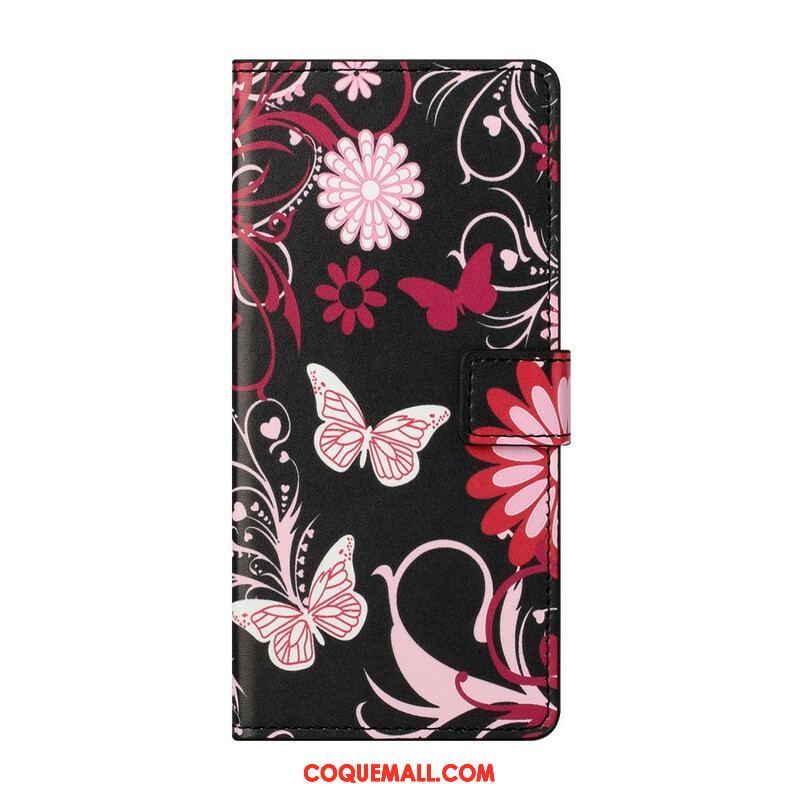 Housse Samsung Galaxy S21 FE Papillons et Fleurs