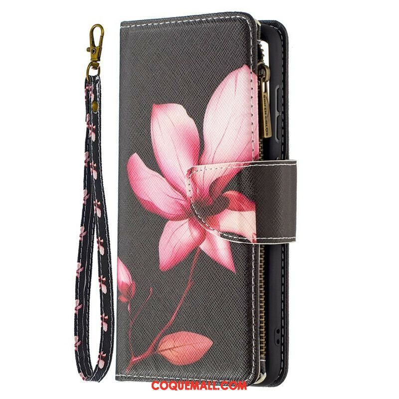 Housse Samsung Galaxy S21 FE Poche Zippée Fleur