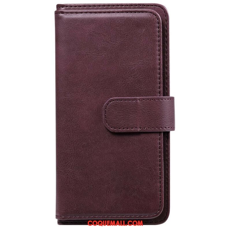 Housse Samsung Galaxy S21 FE Simili Cuir 10 Porte-Cartes