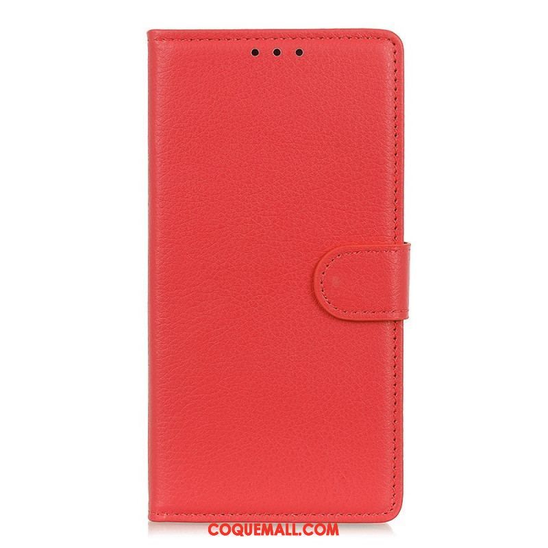 Housse Samsung Galaxy S22 5G Cuir Litchi Traditionnel