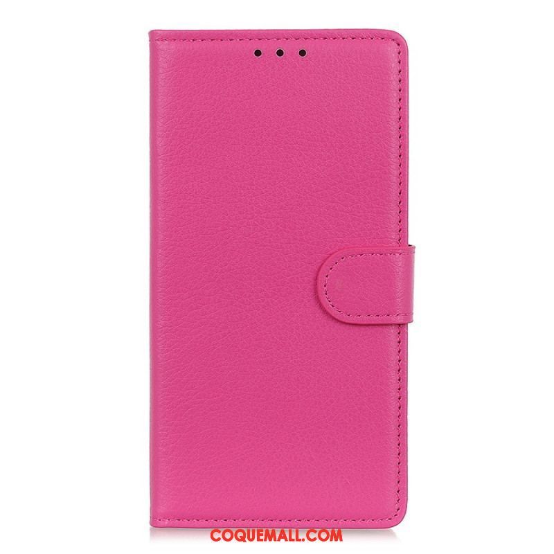 Housse Samsung Galaxy S22 5G Cuir Litchi Traditionnel